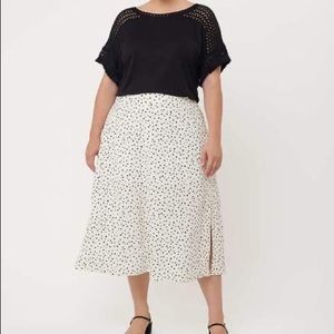 LOFT Plus Dotted Midi Skirt NWT